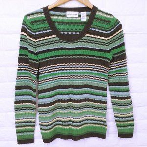 Alfred Dunner Textured Cable Knit Top Sweater Ladies-XL Long Sleeve Striped Bold